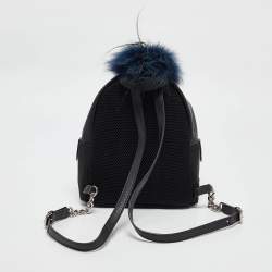 Pre Owned Fendi Black Nylon and Leather Mini Monster Eye Backpack