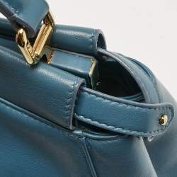 Fendi Blue Leather Mini Peekaboo Top Handle Bag