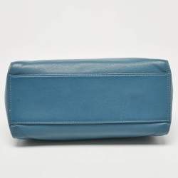 Fendi Blue Leather Mini Peekaboo Top Handle Bag