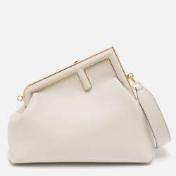 Fendi Grey Leather Midi Fendi First Clutch