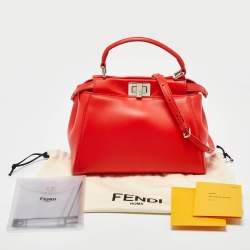 مملوكة مسبقًا Fendi Orange Leather Mini Peekaboo Top Handle Bag
