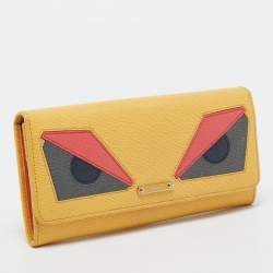 Pre Owned Fendi Multicolor Leather Eye Monster Flap Continental Wallet