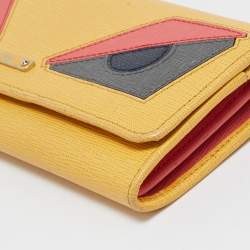 Pre Owned Fendi Multicolor Leather Eye Monster Flap Continental Wallet