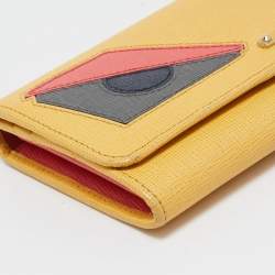 Pre Owned Fendi Multicolor Leather Eye Monster Flap Continental Wallet