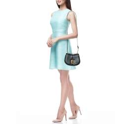 Pre Owned Fendi Black Leather Small C'Mon Flap Shoulder Bag