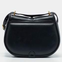 Pre Owned Fendi Black Leather Small C'Mon Flap Shoulder Bag