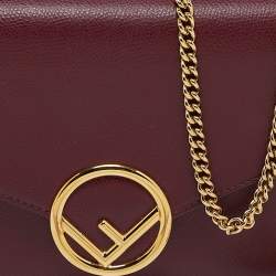 Pre Owned Fendi Burgundy Leather F is Fendi Wallet On Chain