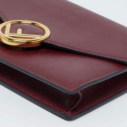 Pre Owned Fendi Burgundy Leather F is Fendi Wallet On Chain