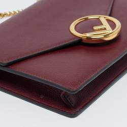 Pre Owned Fendi Burgundy Leather F is Fendi Wallet On Chain