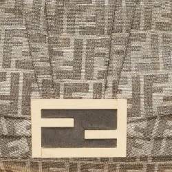 Pre Owned Fendi Metallic Zucca Lurex Fabric Large Mia Flap Shoulder Bag