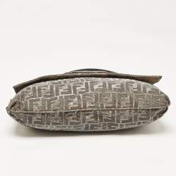 Pre Owned Fendi Metallic Zucca Lurex Fabric Large Mia Flap Shoulder Bag