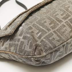 Pre Owned Fendi Metallic Zucca Lurex Fabric Large Mia Flap Shoulder Bag