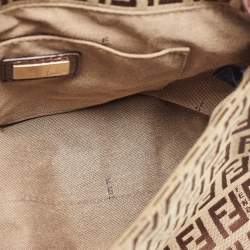 Pre Owned Fendi Brown/Beige Zucchino Canvas and Leather Flap Shoulder Bag