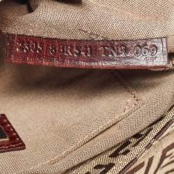 Pre Owned Fendi Brown/Beige Zucchino Canvas and Leather Flap Shoulder Bag