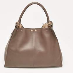 Pre Owned Fendi Brown Leather Large X Lite Peekaboo Top Handle Bag