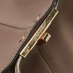 Pre Owned Fendi Brown Leather Large X Lite Peekaboo Top Handle Bag