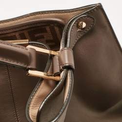 Pre Owned Fendi Brown Leather Large X Lite Peekaboo Top Handle Bag