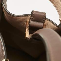 Pre Owned Fendi Brown Leather Large X Lite Peekaboo Top Handle Bag