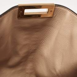 Pre Owned Fendi Brown Leather Large X Lite Peekaboo Top Handle Bag
