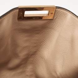 Pre Owned Fendi Brown Leather Large X Lite Peekaboo Top Handle Bag