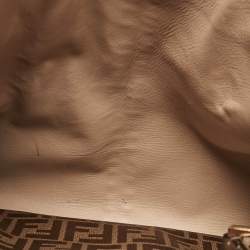 Pre Owned Fendi Brown Leather Large X Lite Peekaboo Top Handle Bag