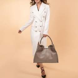 Pre Owned Fendi Brown Leather Large X Lite Peekaboo Top Handle Bag