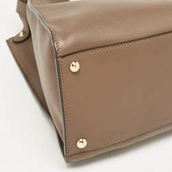 Pre Owned Fendi Brown Leather Large X Lite Peekaboo Top Handle Bag