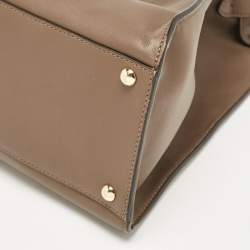 Pre Owned Fendi Brown Leather Large X Lite Peekaboo Top Handle Bag