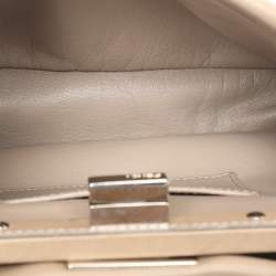 Pre Owned Fendi Beige Leather Mini Peekaboo Top Handle Bag