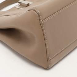 Pre Owned Fendi Beige Leather Mini Peekaboo Top Handle Bag