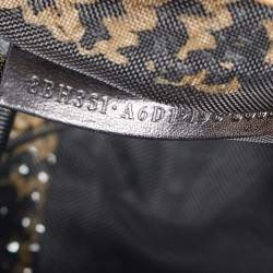 Pre Owned Fendi Black/Natural FF Raffia and Leather Large Runaway Shopper Tote