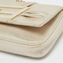 Pre Owned Fendi Metallic Shimmering Leather Mia Pochette Bag