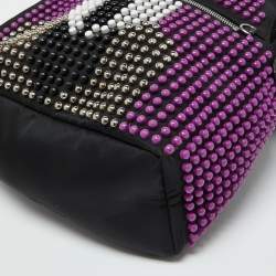 Fendi Black/Purple Nylon Karl Beaded Backpack