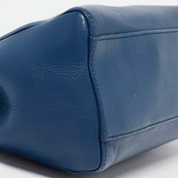 Pre Owned Fendi Blue/Pink Leather Mini Peekaboo Top Handle Bag