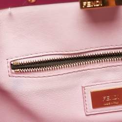 Pre Owned Fendi Blue/Pink Leather Mini Peekaboo Top Handle Bag