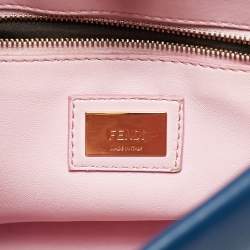 Pre Owned Fendi Blue/Pink Leather Mini Peekaboo Top Handle Bag