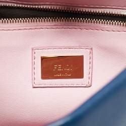 Pre Owned Fendi Blue/Pink Leather Mini Peekaboo Top Handle Bag