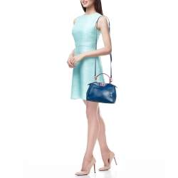 Pre Owned Fendi Blue/Pink Leather Mini Peekaboo Top Handle Bag