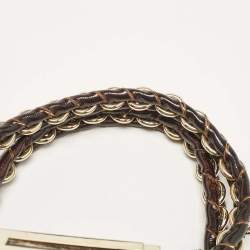 Pre Owned Fendi Tobacco Zucca Canvas and Patent Leather Small Mia Shoulder Bag