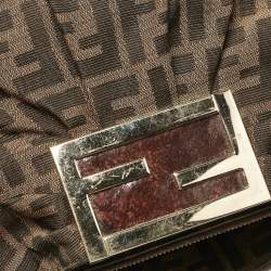 Pre Owned Fendi Tobacco Zucca Canvas and Patent Leather Small Mia Shoulder Bag