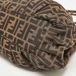 Pre Owned Fendi Tobacco Zucca Canvas and Patent Leather Small Mia Shoulder Bag