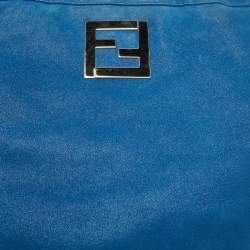مملوكة مسبقًا Fendi Metallic Blue Nubuck Leather FF Tote
