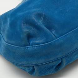 مملوكة مسبقًا Fendi Metallic Blue Nubuck Leather FF Tote