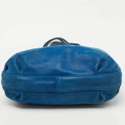 مملوكة مسبقًا Fendi Metallic Blue Nubuck Leather FF Tote