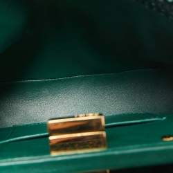 Pre Owned Fendi Green/Black Python Mini Peekaboo Top Handle Bag