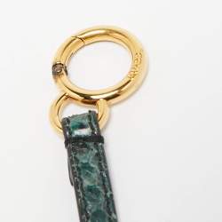 Pre Owned Fendi Green/Black Python Mini Peekaboo Top Handle Bag