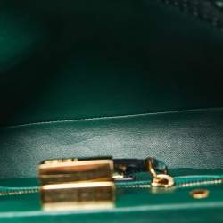 Pre Owned Fendi Green/Black Python Mini Peekaboo Top Handle Bag