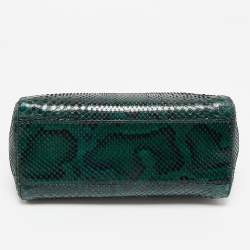 Pre Owned Fendi Green/Black Python Mini Peekaboo Top Handle Bag