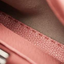 Pre Owned Fendi Old Rose Leather and Snakeskin Leather Mini Whipstitch Peekaboo Top Handle Bag