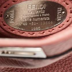 Pre Owned Fendi Old Rose Leather and Snakeskin Leather Mini Whipstitch Peekaboo Top Handle Bag